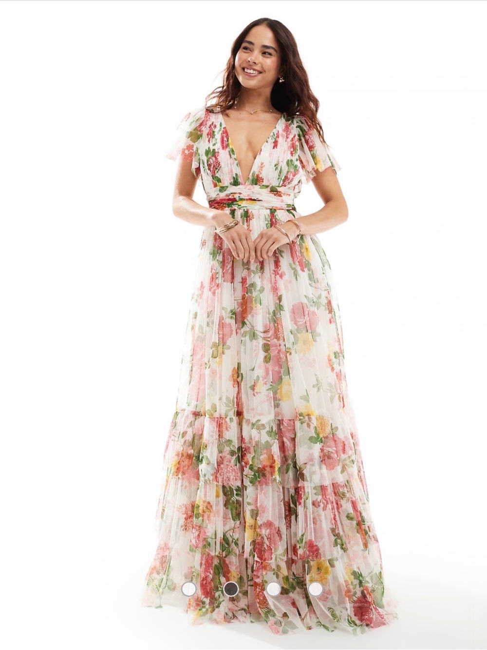 ASOS Lace & Beads Bridesmaid Madison v-neck tulle Midi